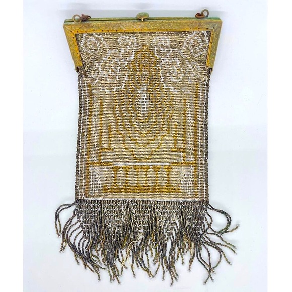 Antique Art Nouveau Micro-Glass Bead Tapestry Purse - Picture 3 of 8